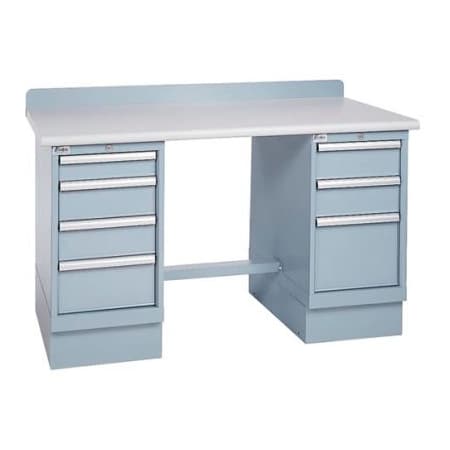 Lista International Technical Workbench w/3 and 4 Drawer Cabinets, Plastic Laminate Top - Gray XSTB41-60PT/LG